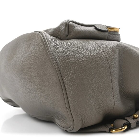 PRADA Vitello Daino Backpack Argilla Leather Front Pocket Shoulder Bag Gray main image 5